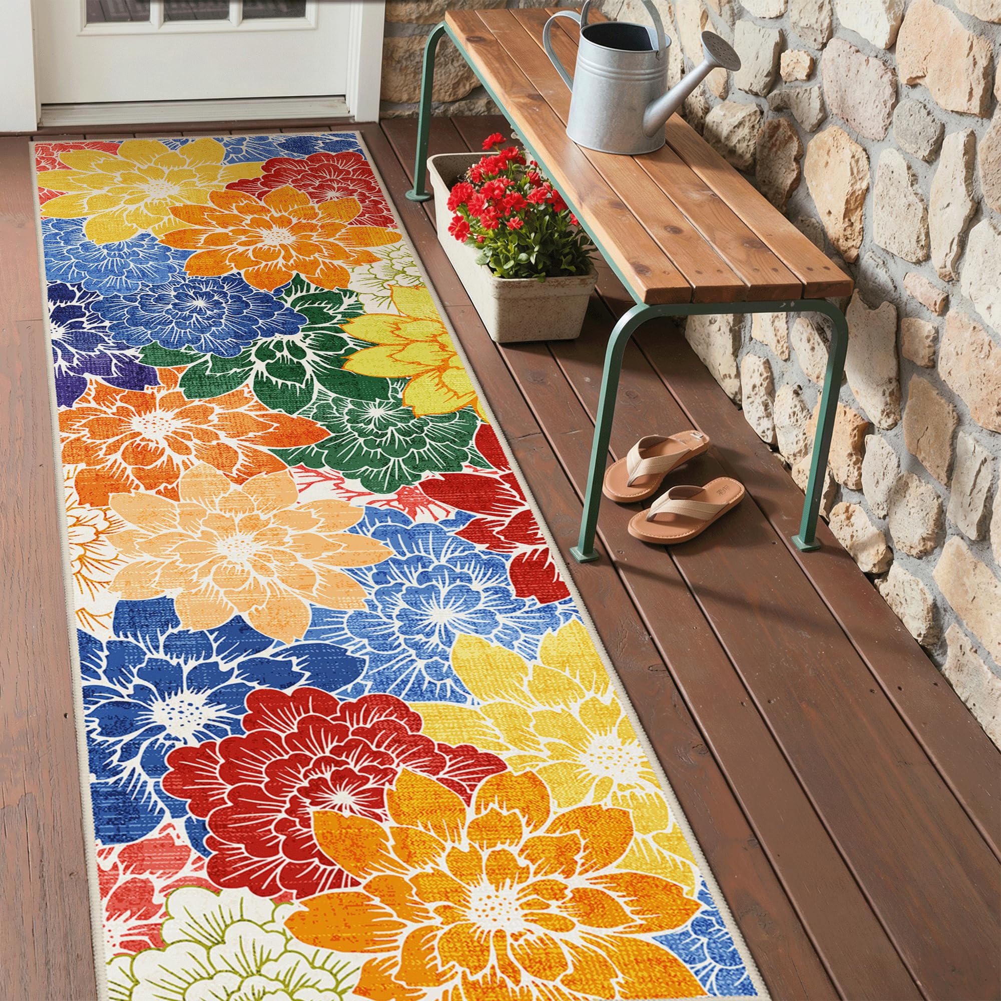 GENIMO Outdoor Rug laid out in living room