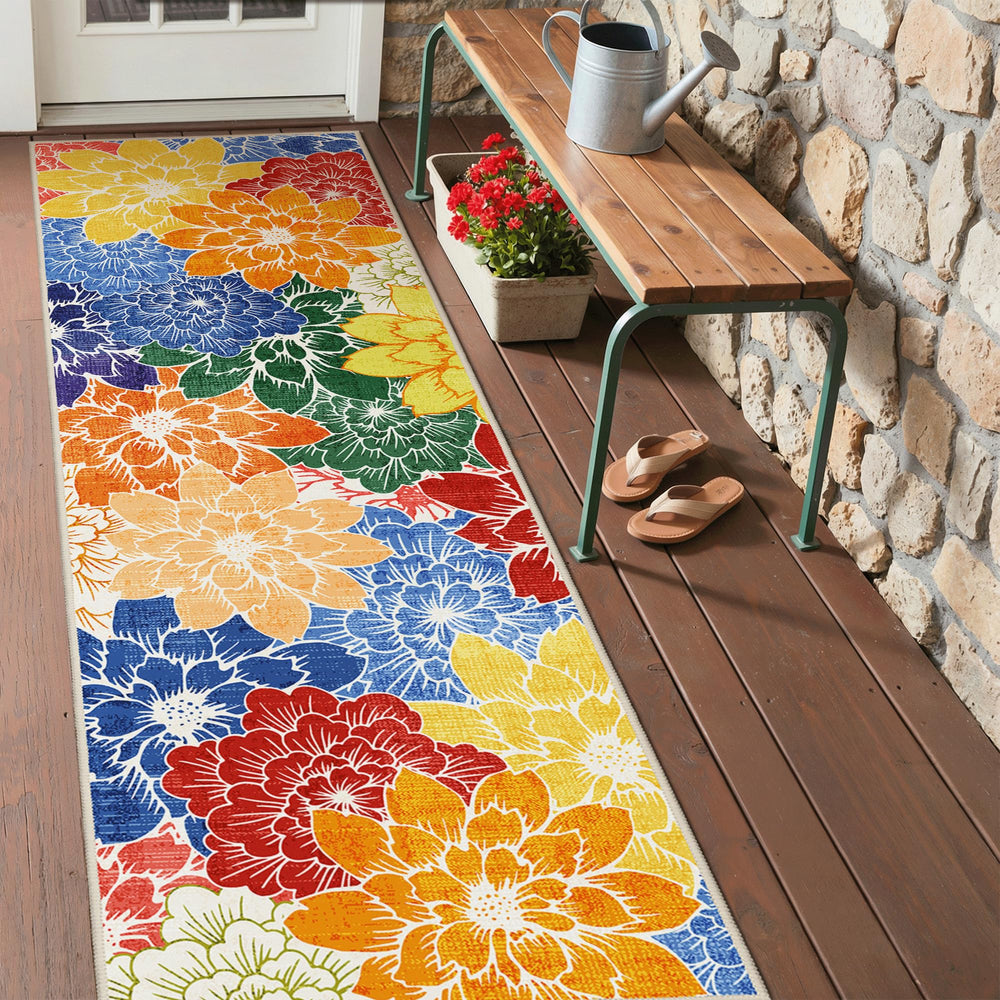 GENIMO Outdoor Rug laid out in living room