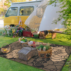 GENIMO Outdoor Rug laid out on a patio