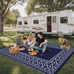 GENIMO Outdoor Rug on a patio setting with furniture