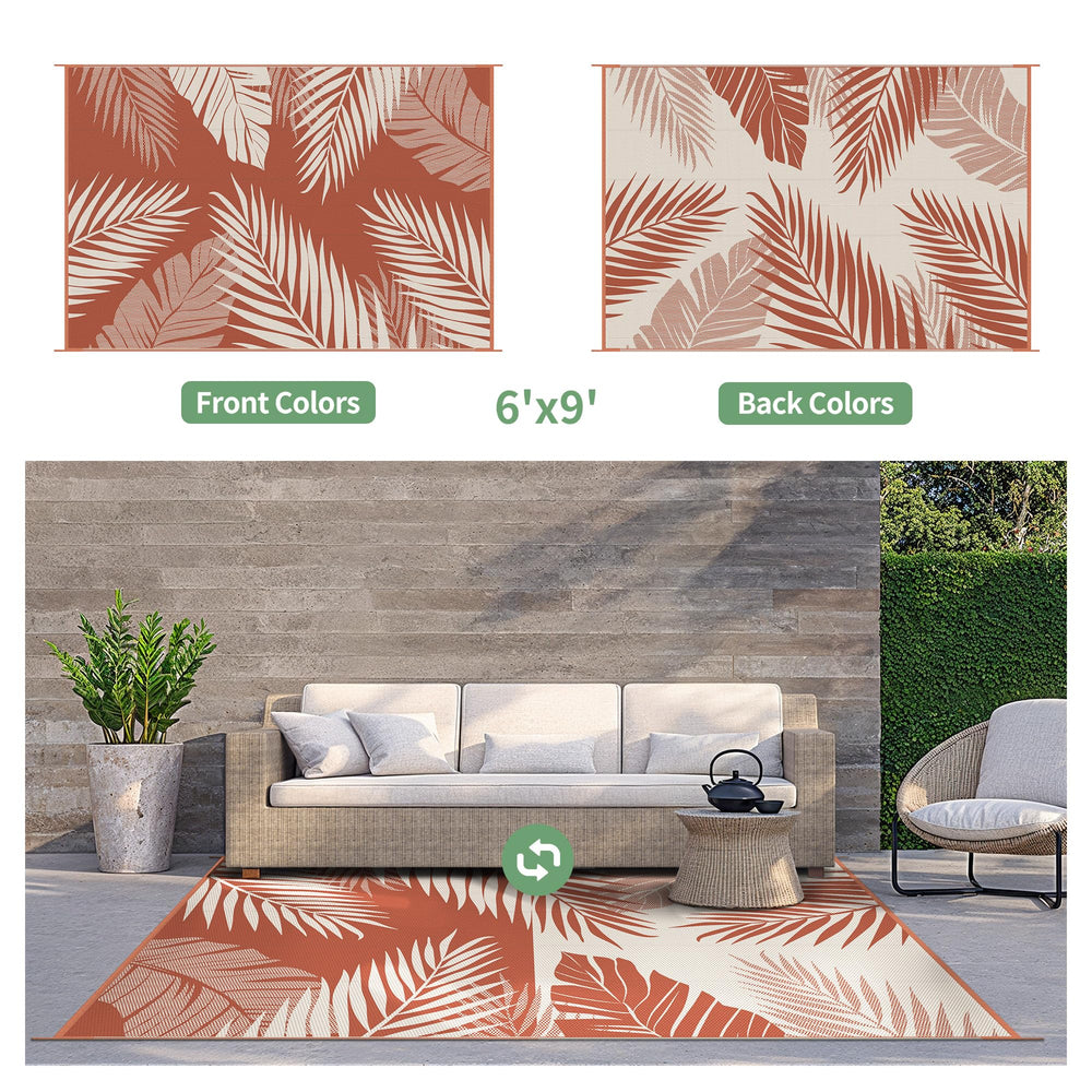 GENIMO Outdoor Rug palm leaf design close-up