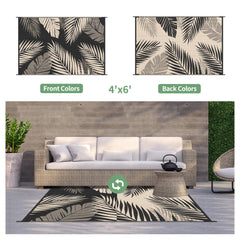 GENIMO Outdoor Rug palm leaf design close-up