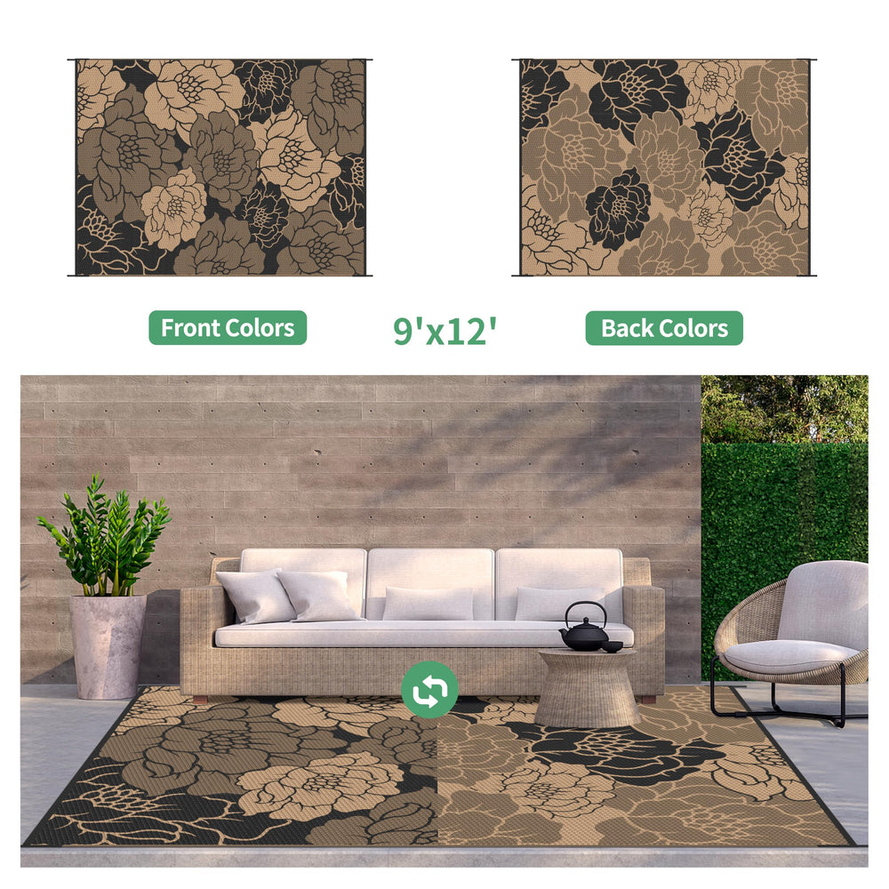 GENIMO Outdoor Rug palm leaf design detail