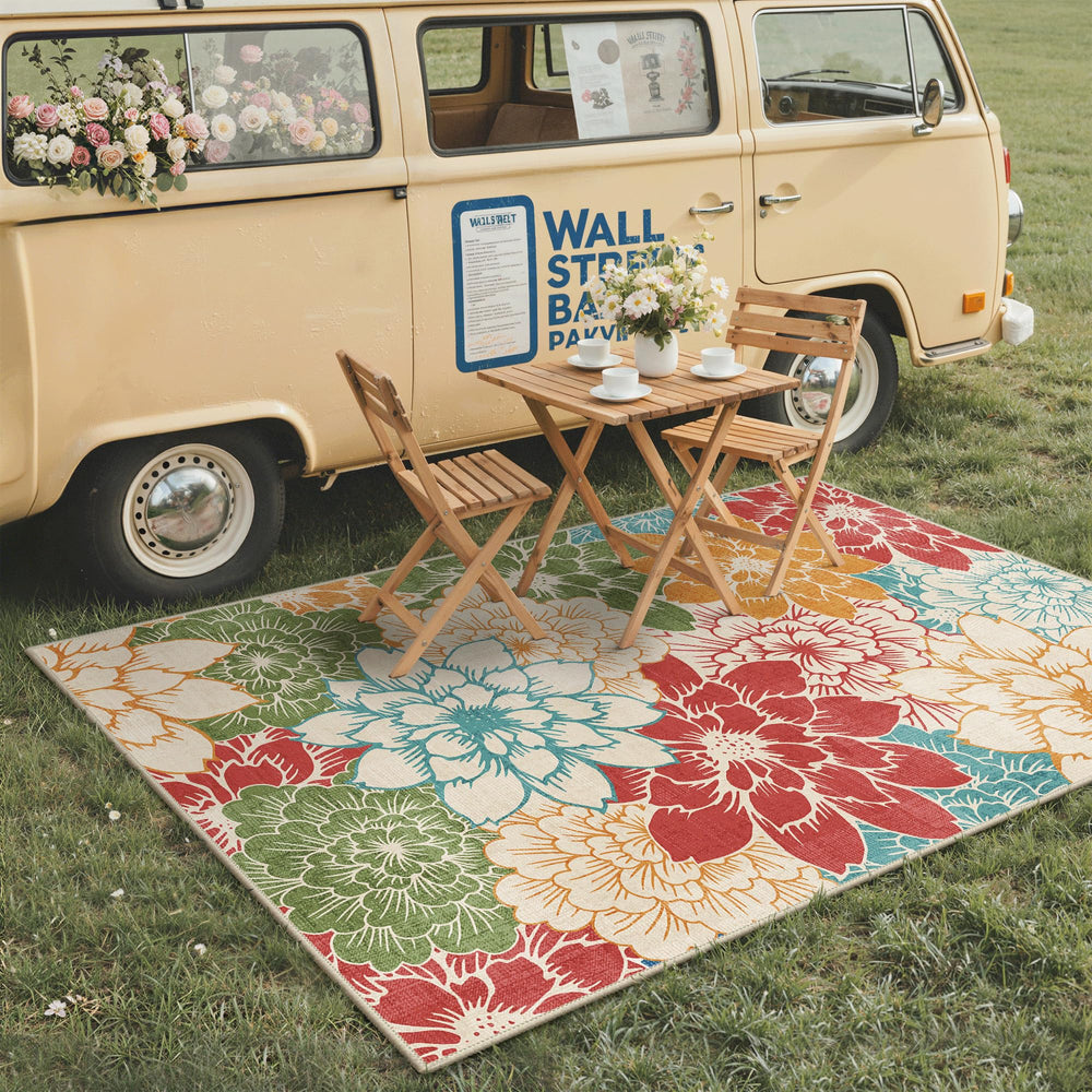 GENIMO outdoor rug placed on a patio