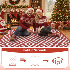 GENIMO Outdoor Rug Red & White showing geometric patterns