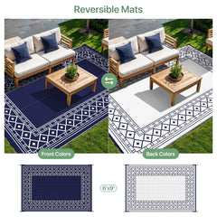 GENIMO outdoor rug rolled up for easy transport