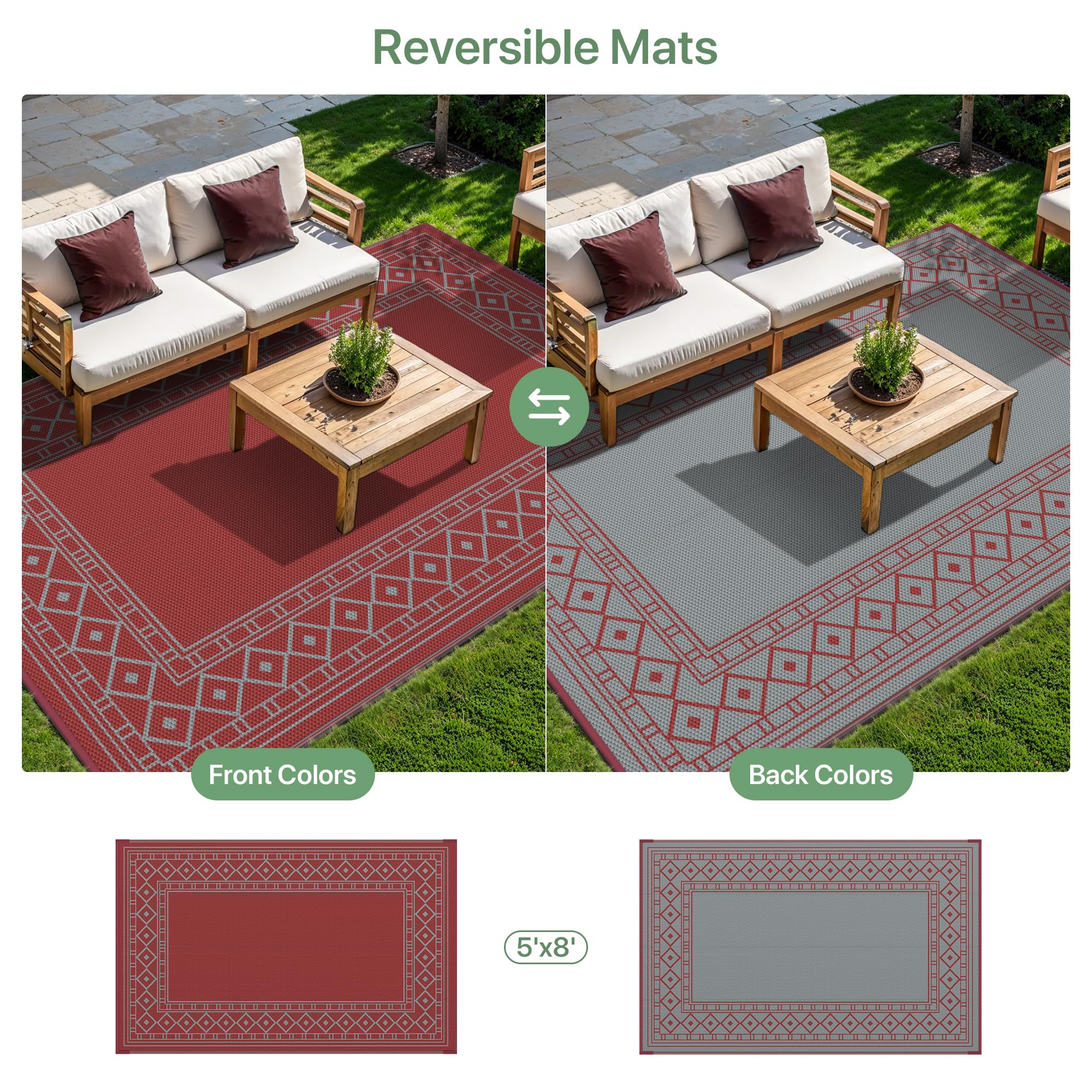 GENIMO Outdoor Rug rolled up for easy transport