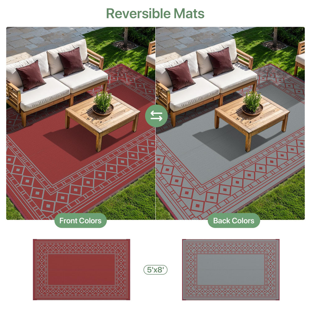 GENIMO Outdoor Rug rolled up for easy transport