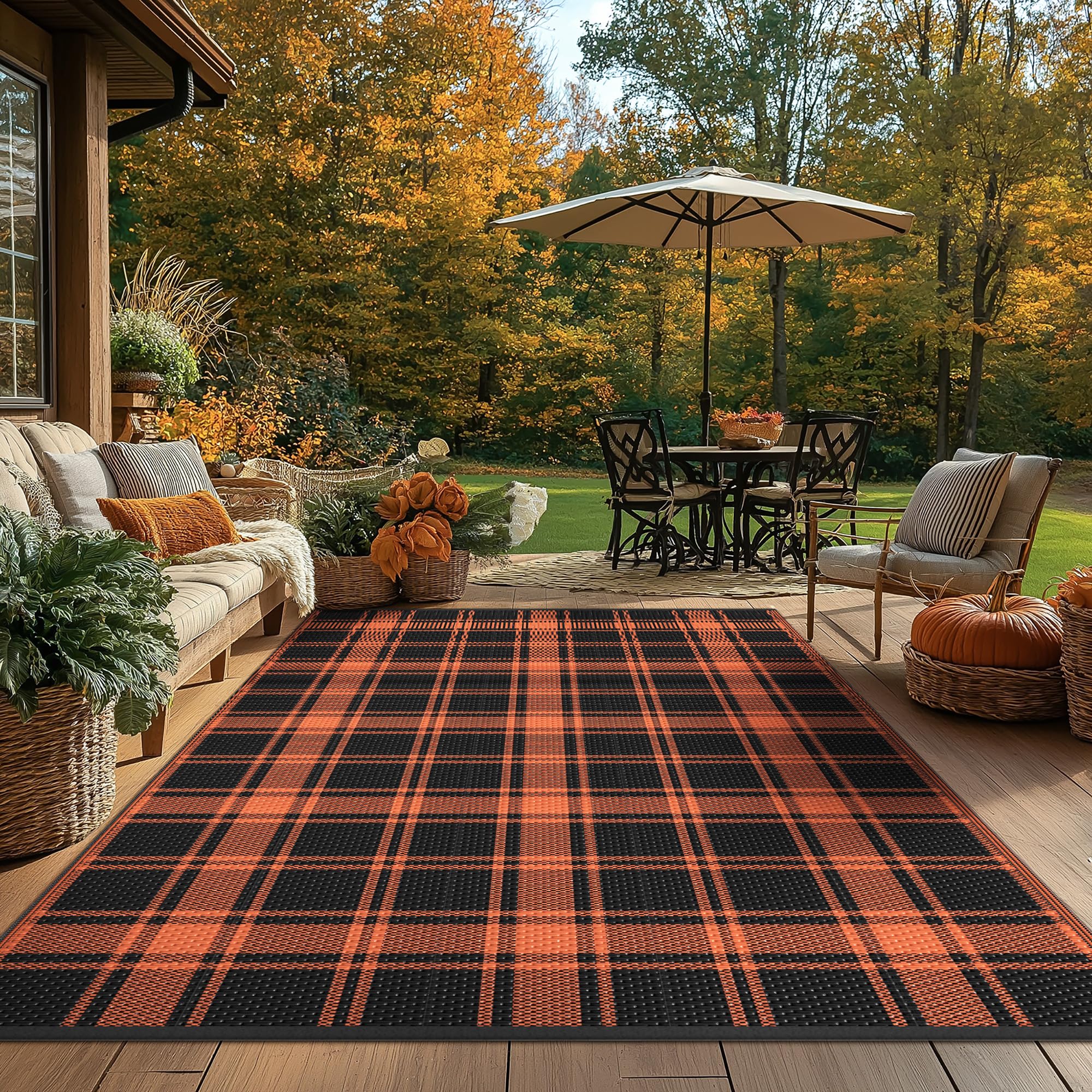 GENIMO outdoor rug rolled up for easy transport