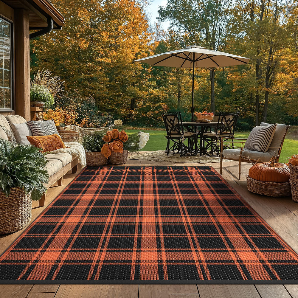 GENIMO outdoor rug rolled up for easy transport