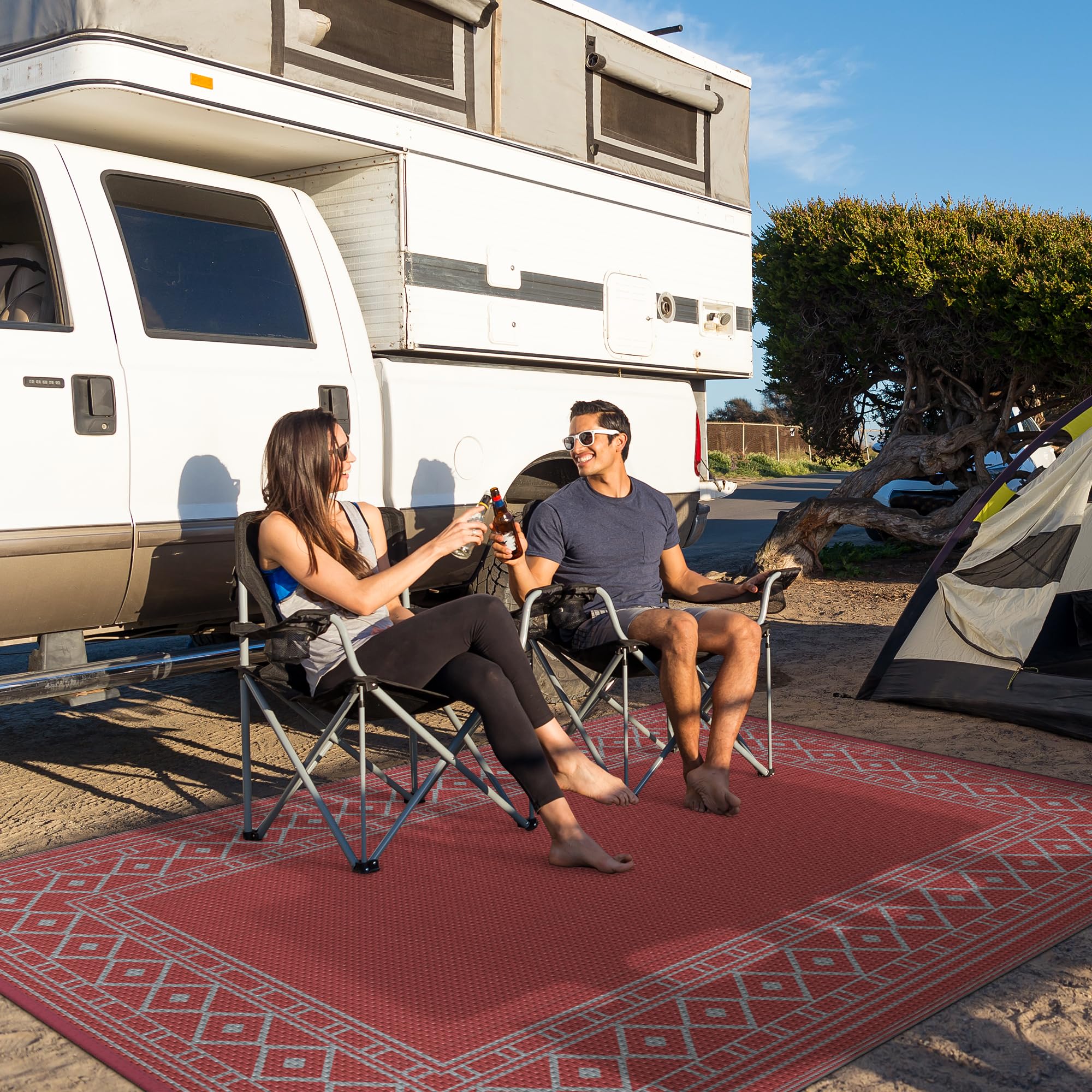 GENIMO Outdoor Rug rolled up for storage