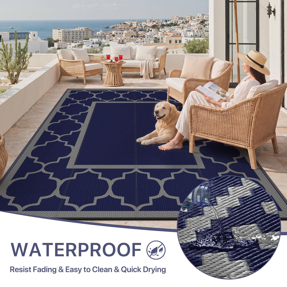 GENIMO outdoor rug rolled up for storage