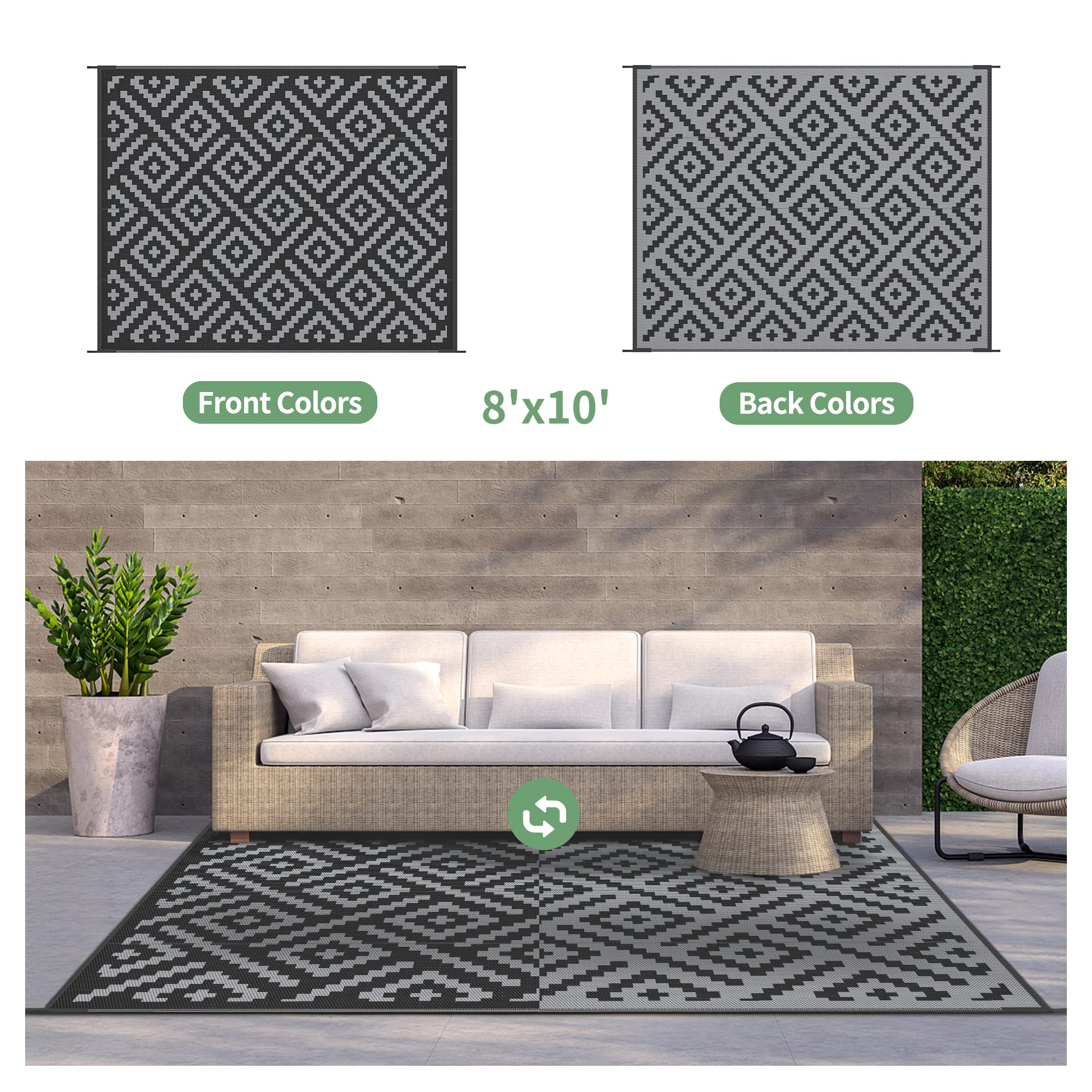 GENIMO outdoor rug rolled up with carry bag