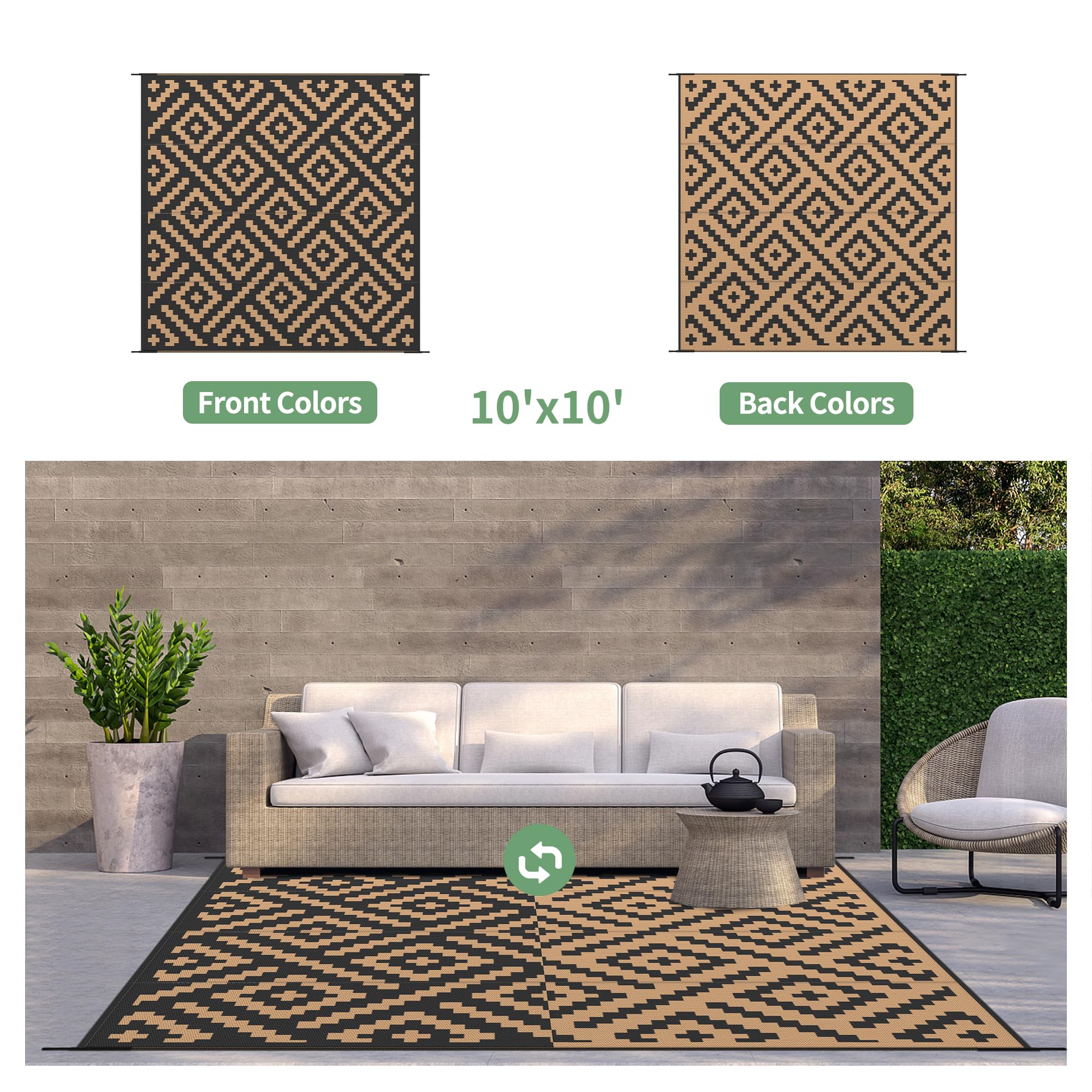 GENIMO Outdoor Rug rolled up with carry bag for easy transport