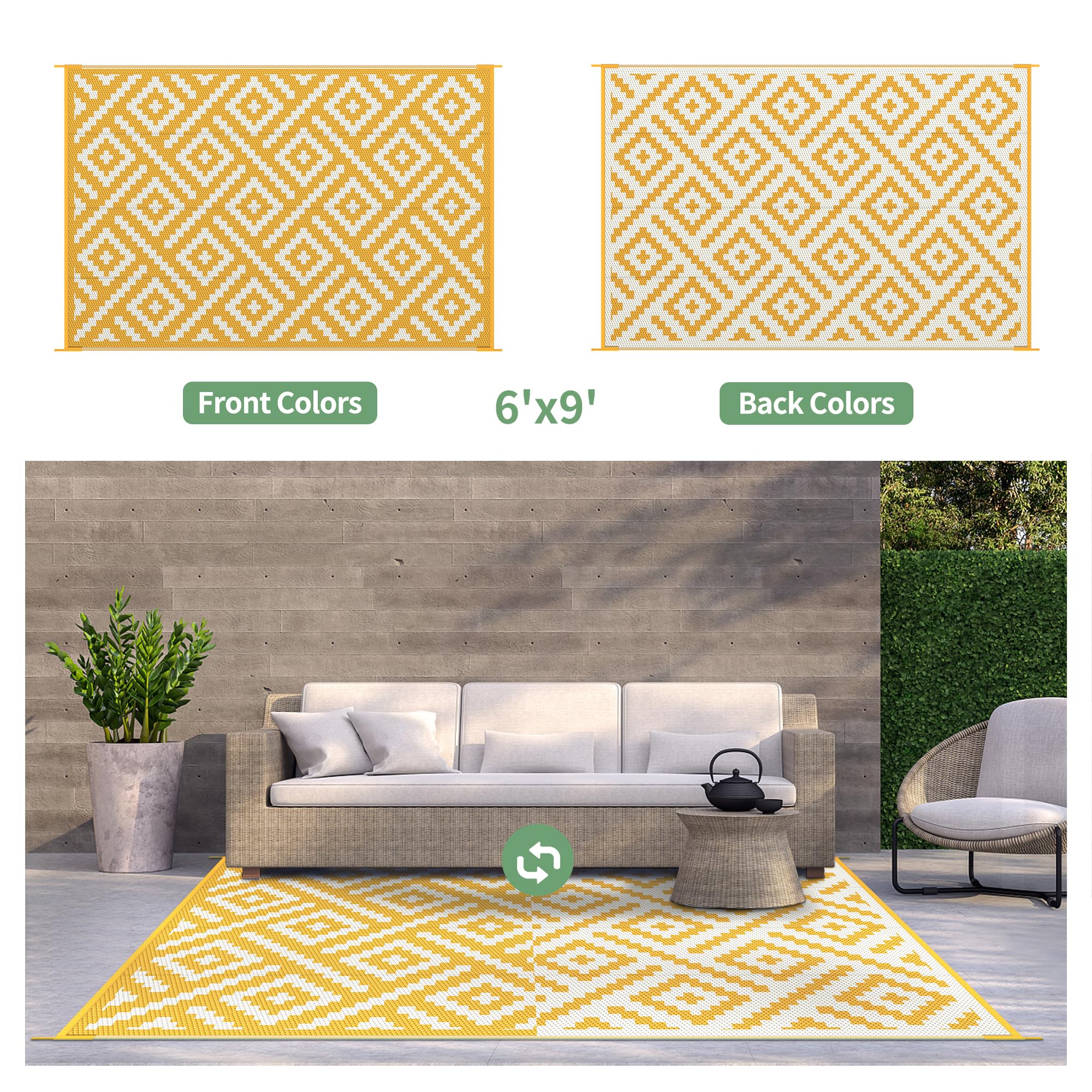 GENIMO outdoor rug rolled up with carry bag for easy transport
