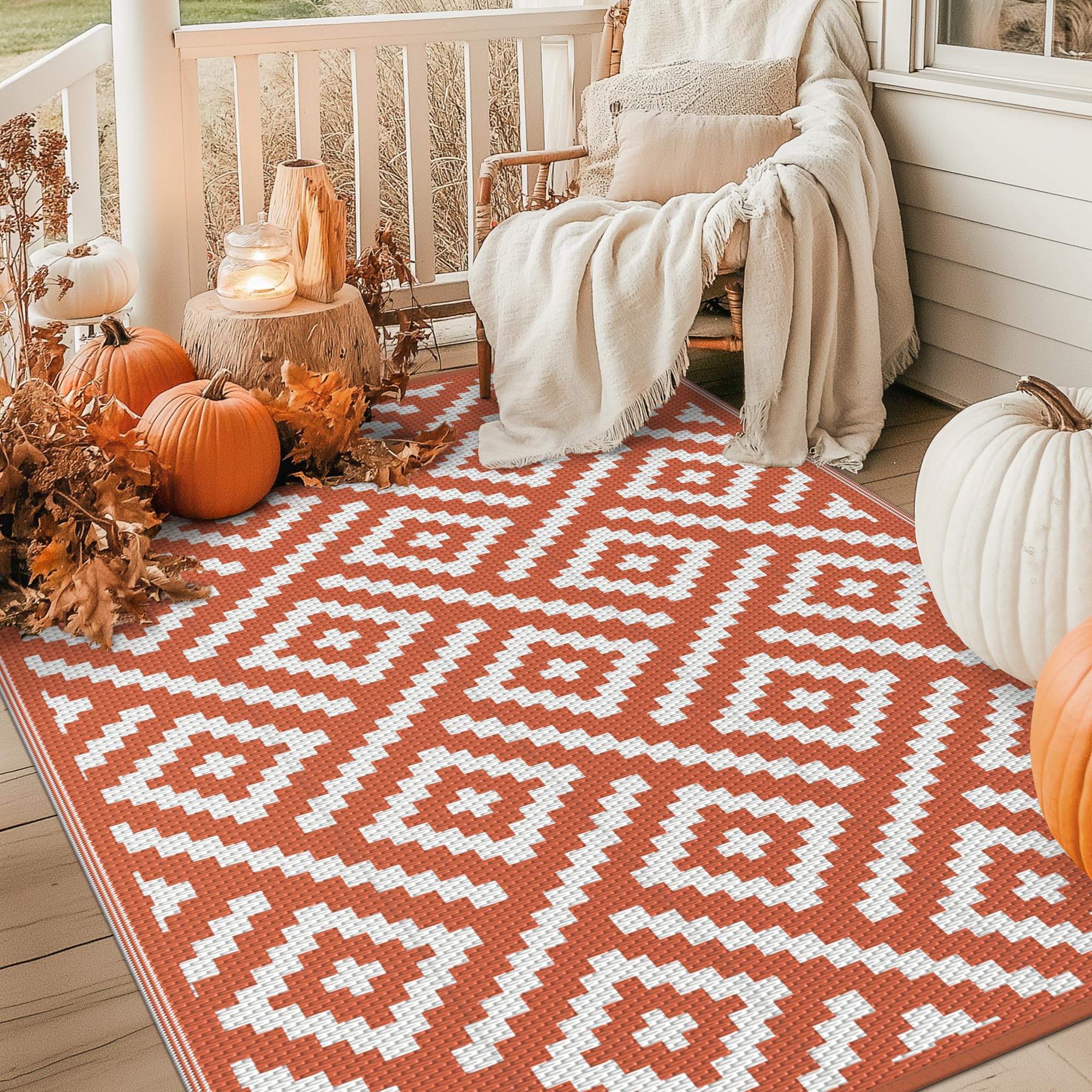 GENIMO Outdoor Rug rolled with storage strap for easy transport