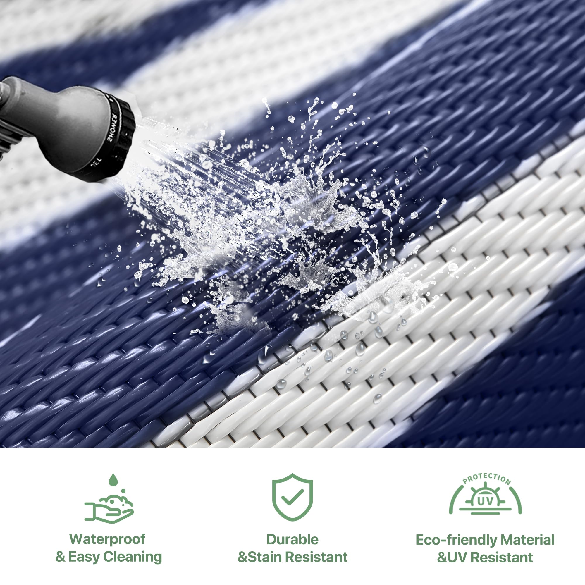 GENIMO outdoor rug set up in a camping scene
