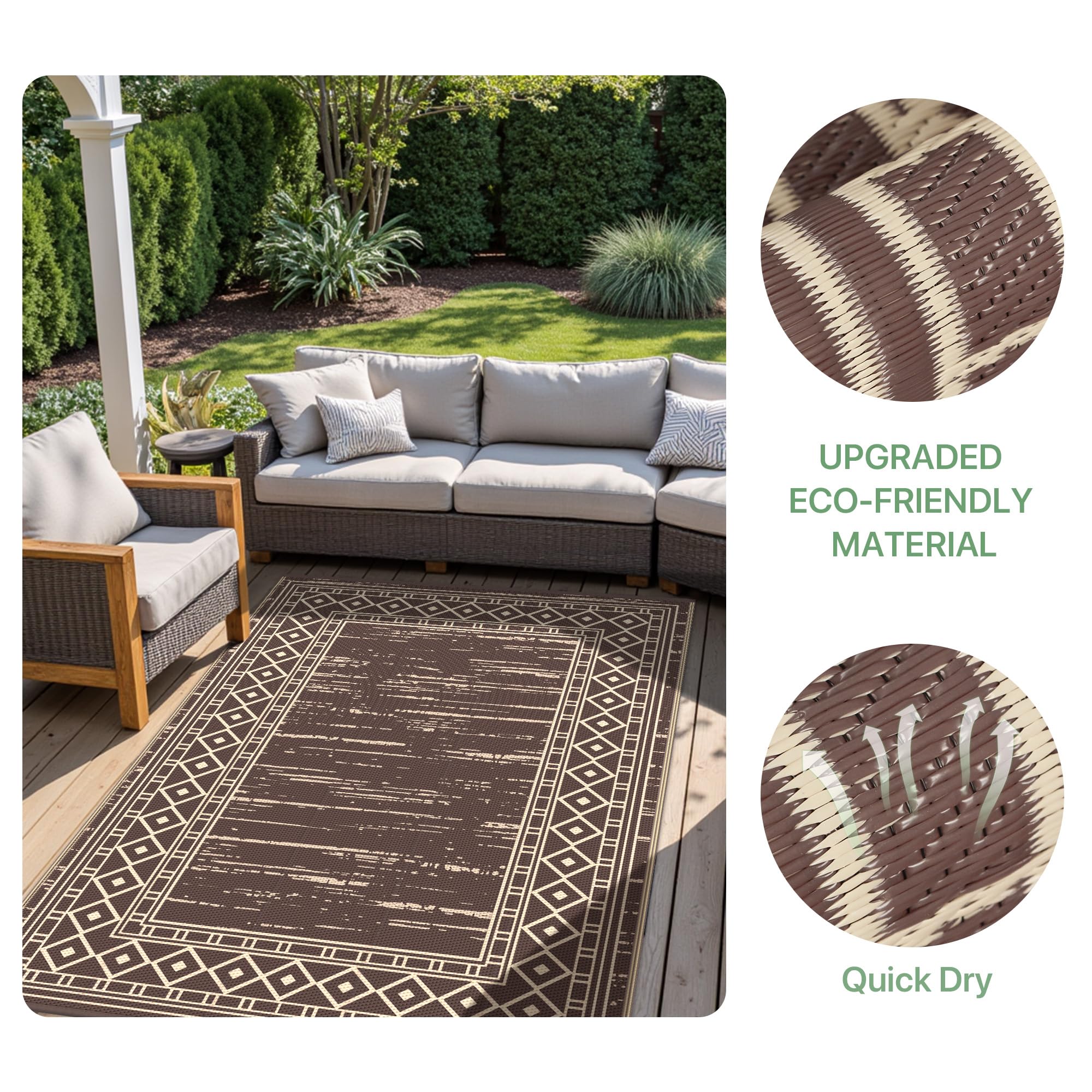 GENIMO Outdoor Rug showcasing its waterproof feature