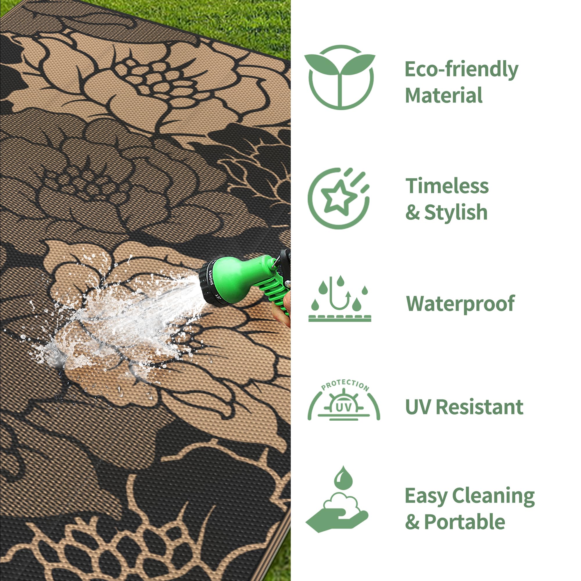 GENIMO Outdoor Rug showing both sides