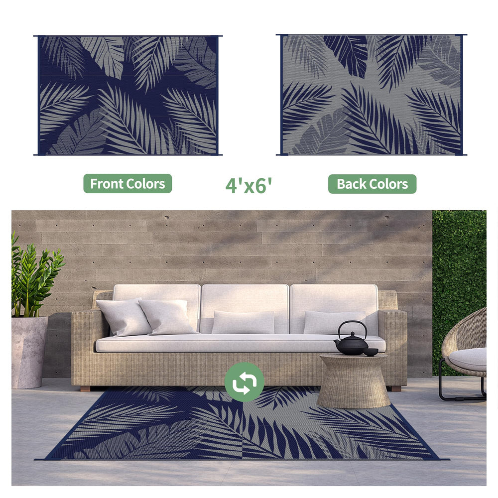 GENIMO outdoor rug showing double-sided pattern