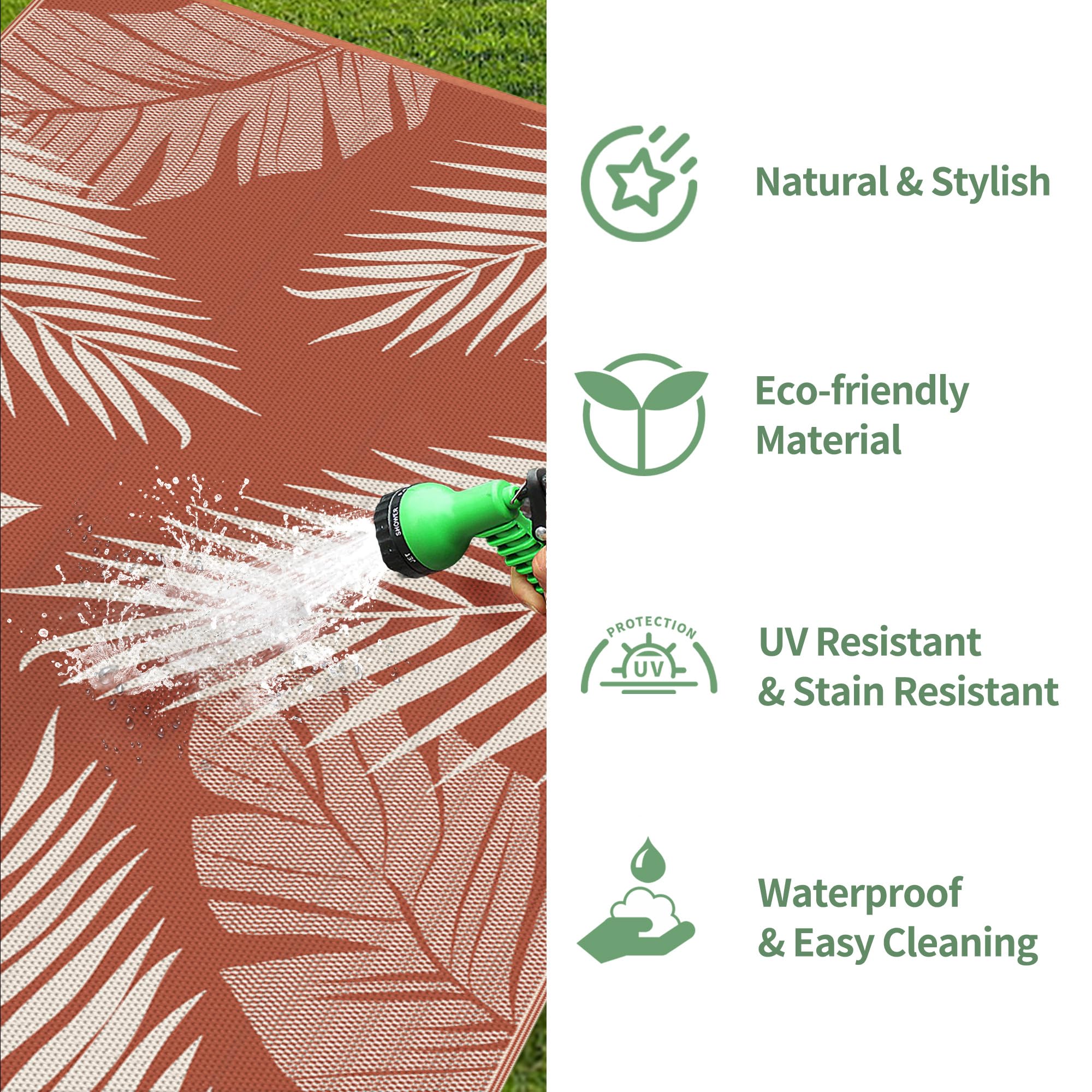 GENIMO Outdoor Rug showing double-sided pattern