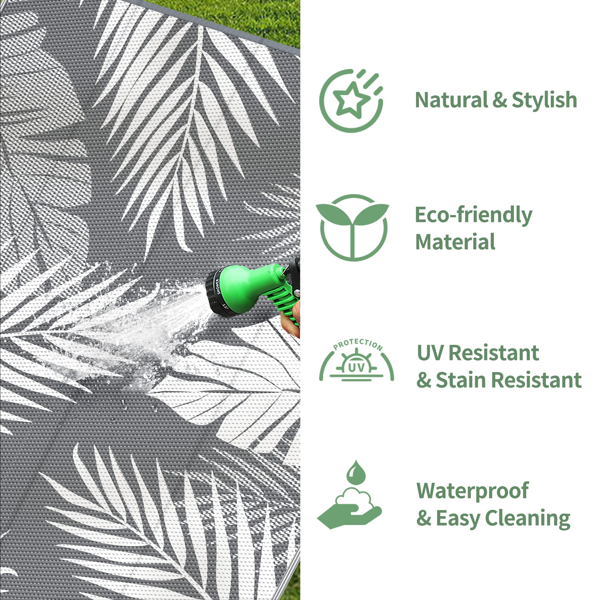 GENIMO Outdoor Rug showing double-sided pattern