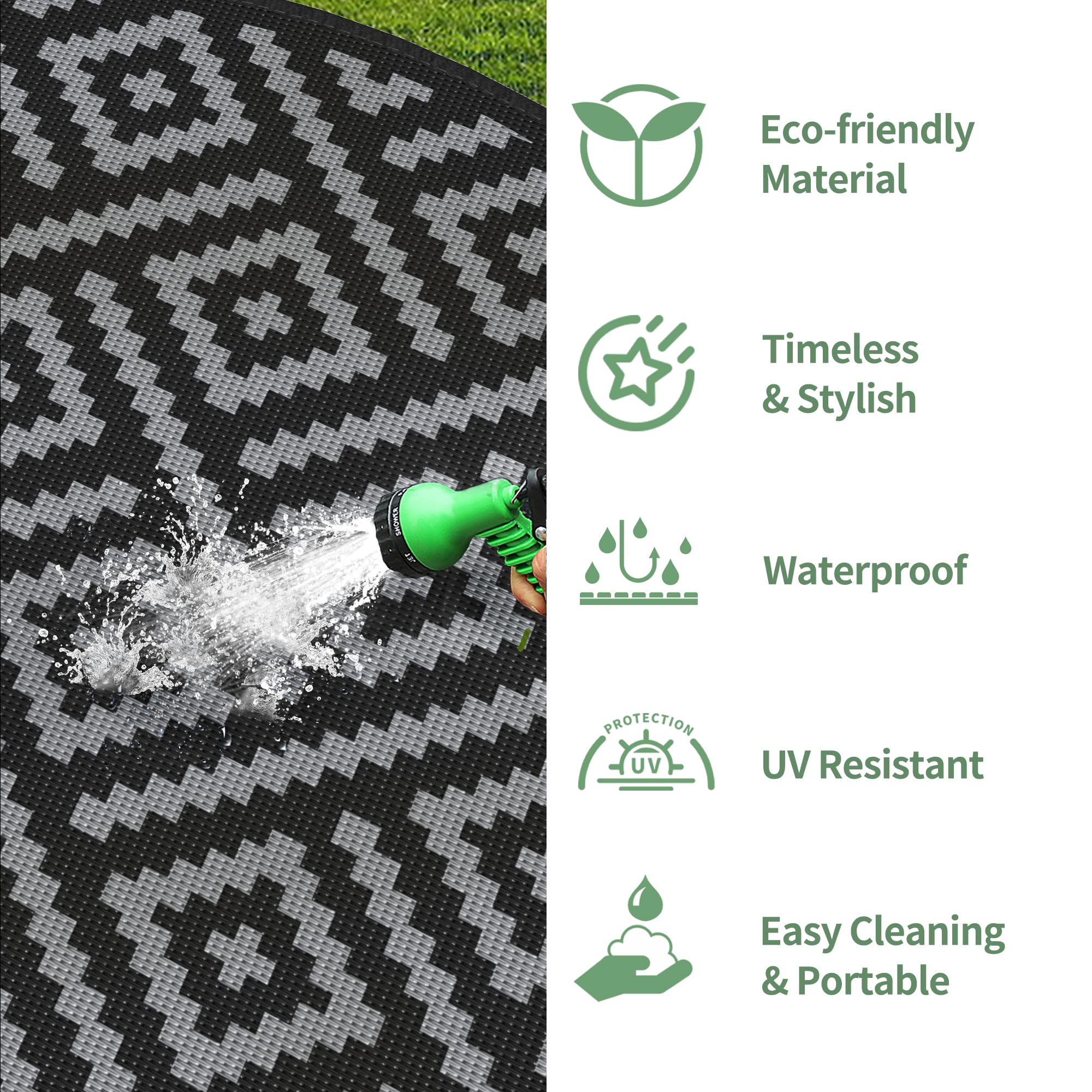 GENIMO Outdoor Rug showing dual-sided design