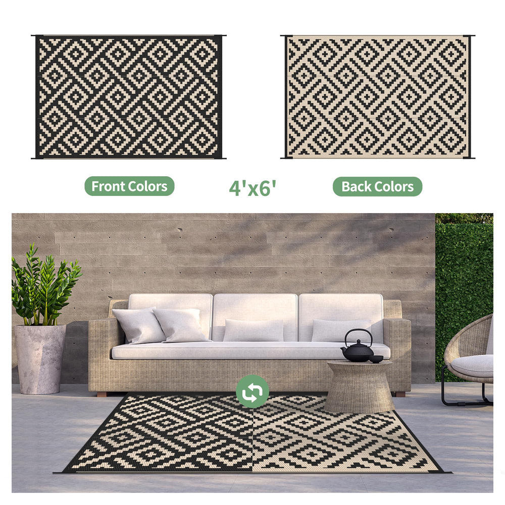 GENIMO Outdoor Rug showing dual-sided geometric design