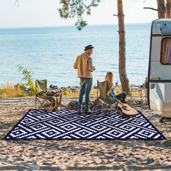 GENIMO outdoor rug showing non-slip grid backing