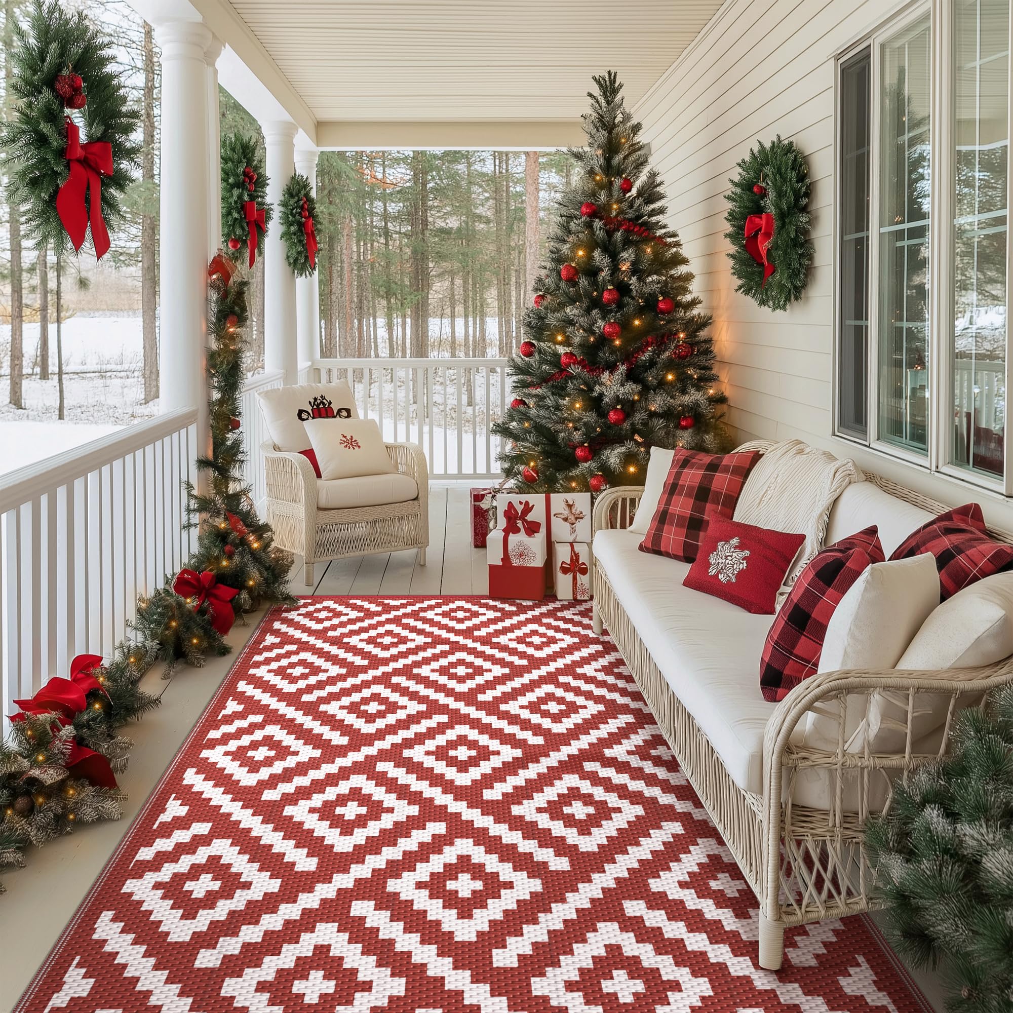 GENIMO Outdoor Rug showing non-slip grid backing