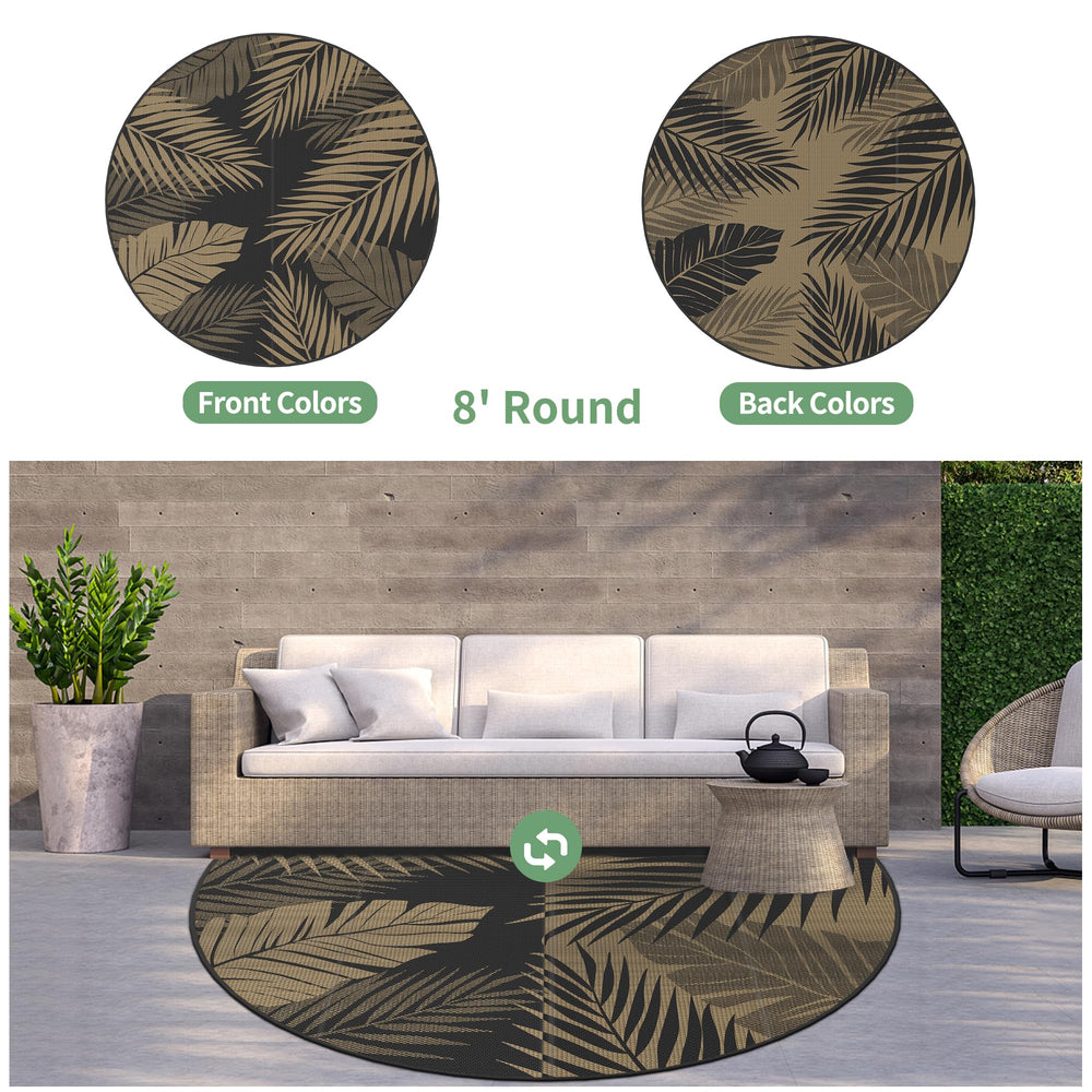 GENIMO Outdoor Rug side view showing palm leaf design