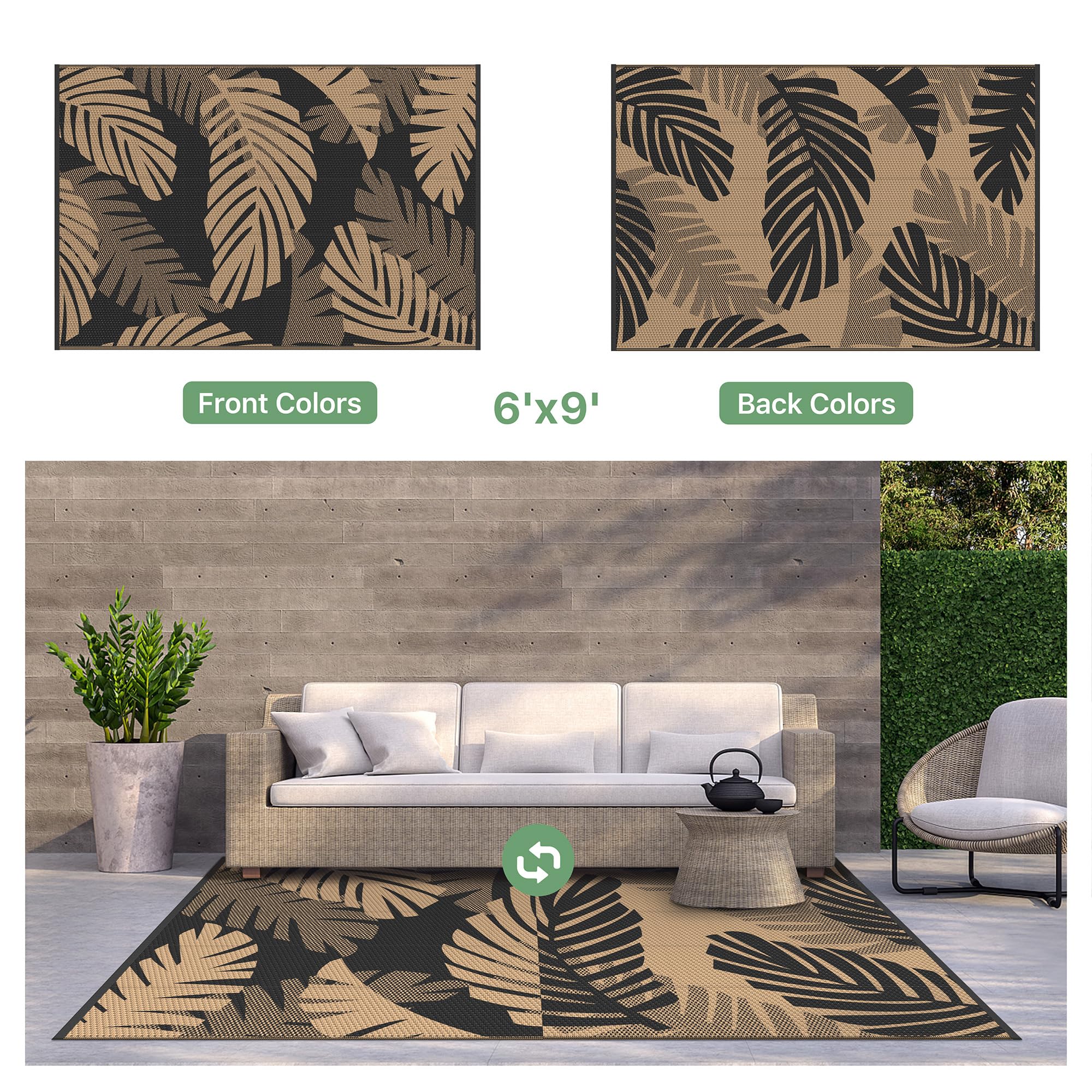 GENIMO outdoor rug with neat edges and stitching