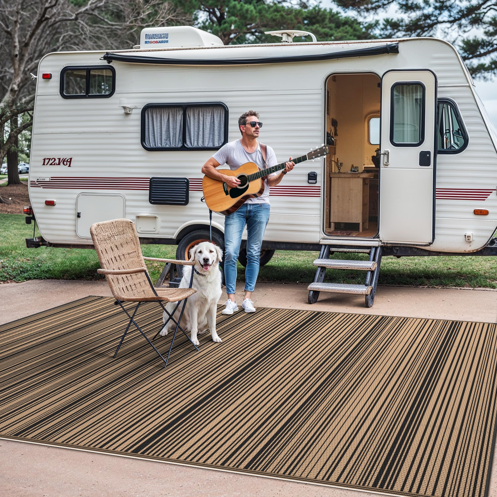 GENIMO outdoor rug with rust-proof stakes
