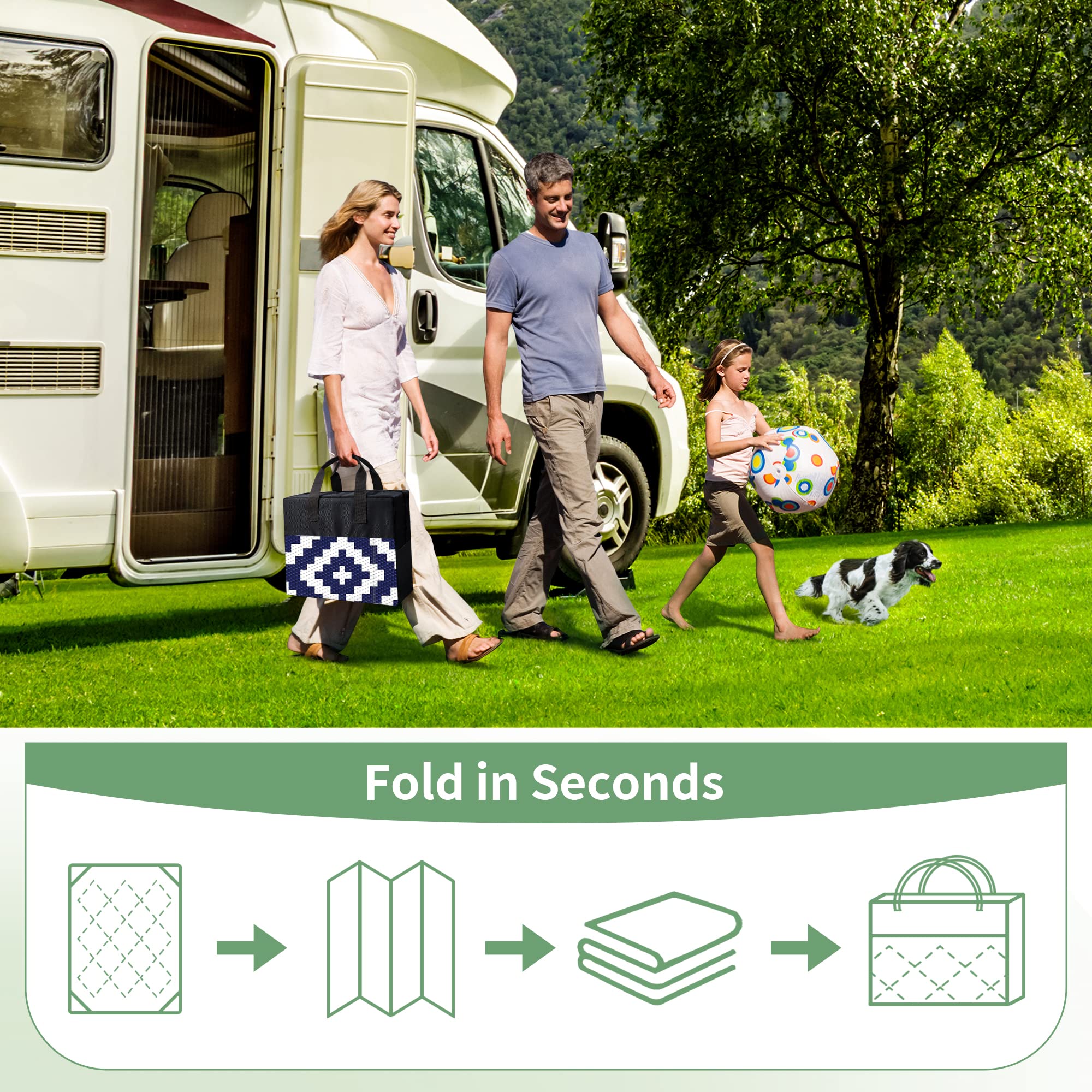 GENIMO outdoor rug with stakes for secure placement
