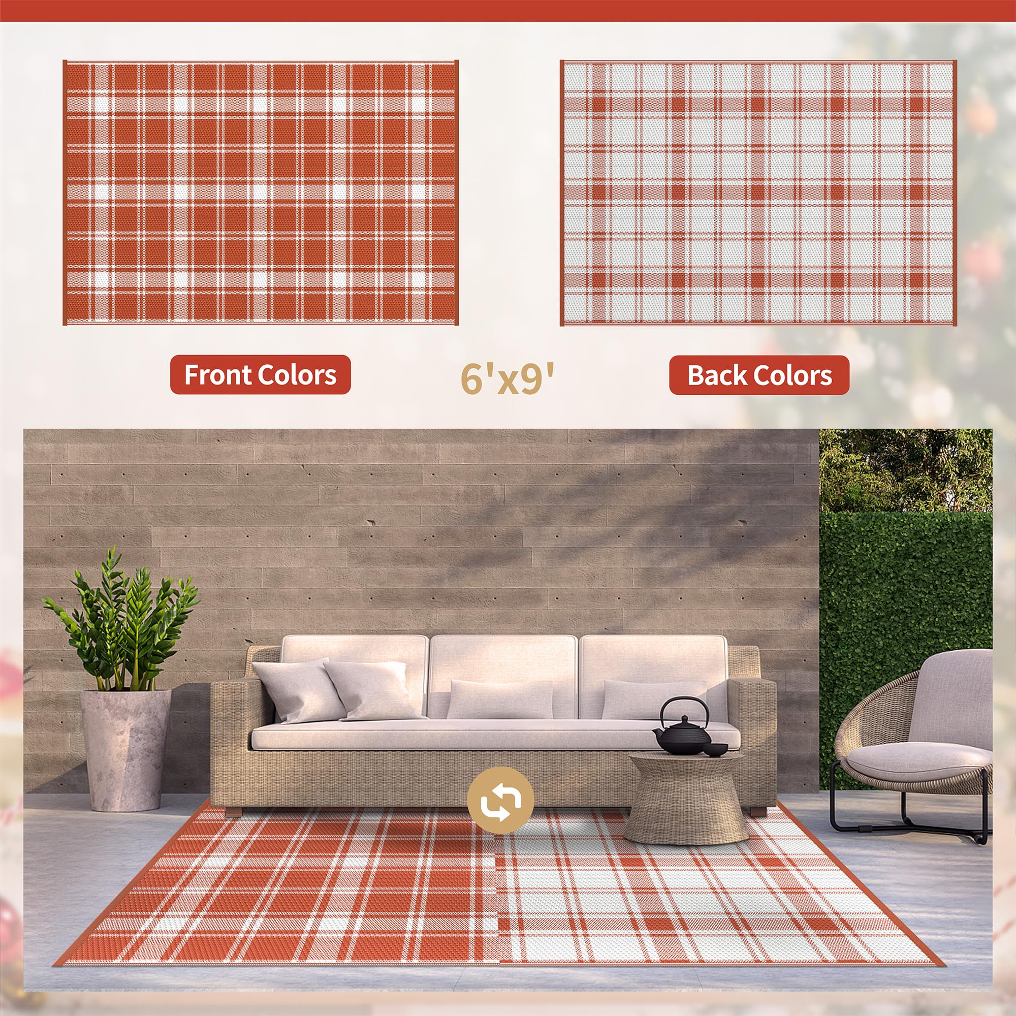 GENIMO reversible outdoor rug displaying geometric pattern