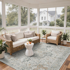 GENIMO rug on patio with floral design