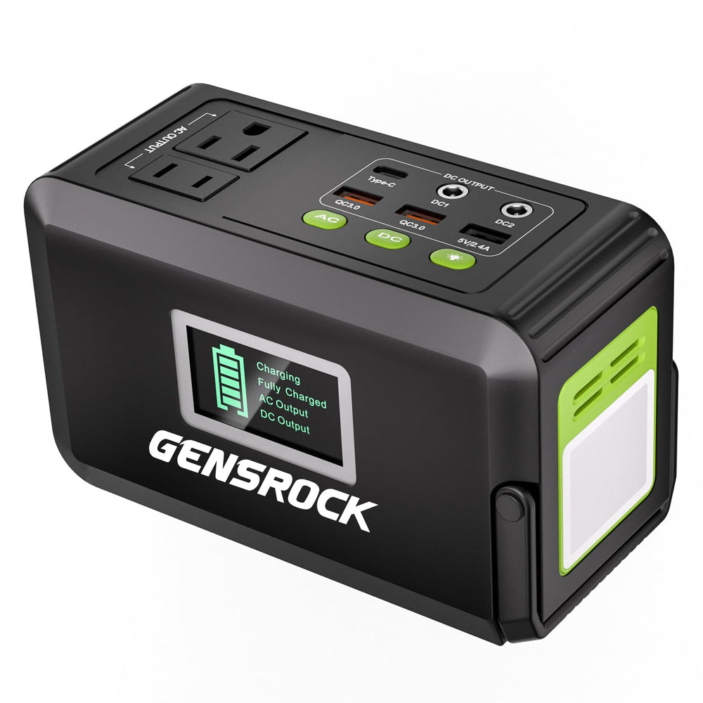 GENSROCK Portable Power Station front view with LED flashlight