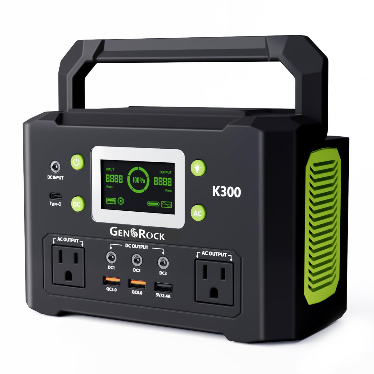 GENSROCK Portable Power Station in gray green with display