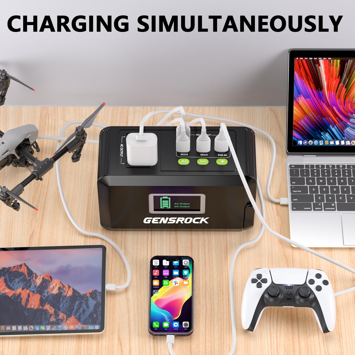 GENSROCK Portable Power Station with AC outlet and USB ports