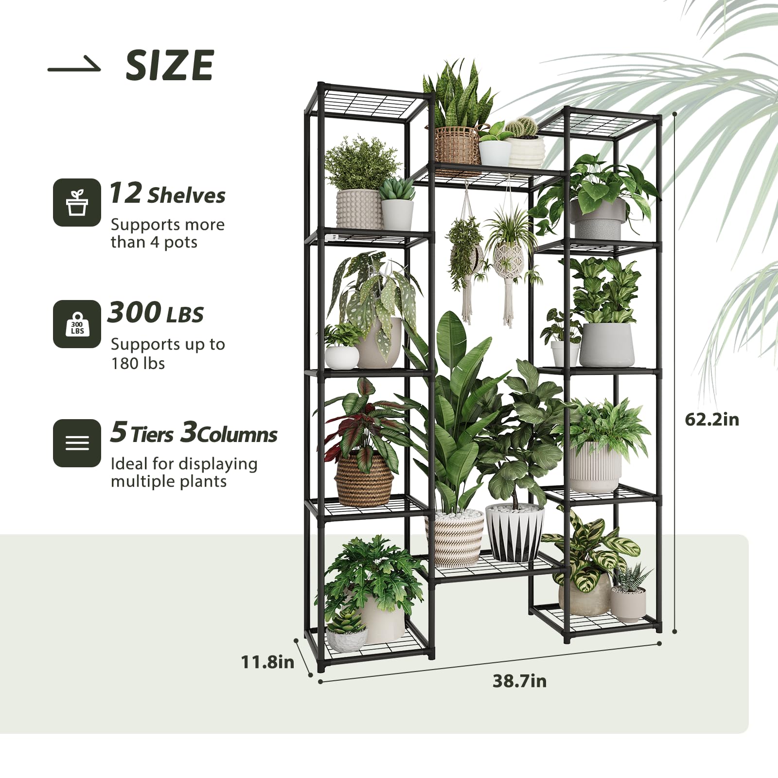 GENTINGBRO 14-tier plant stand outdoor setup with hanging plants
