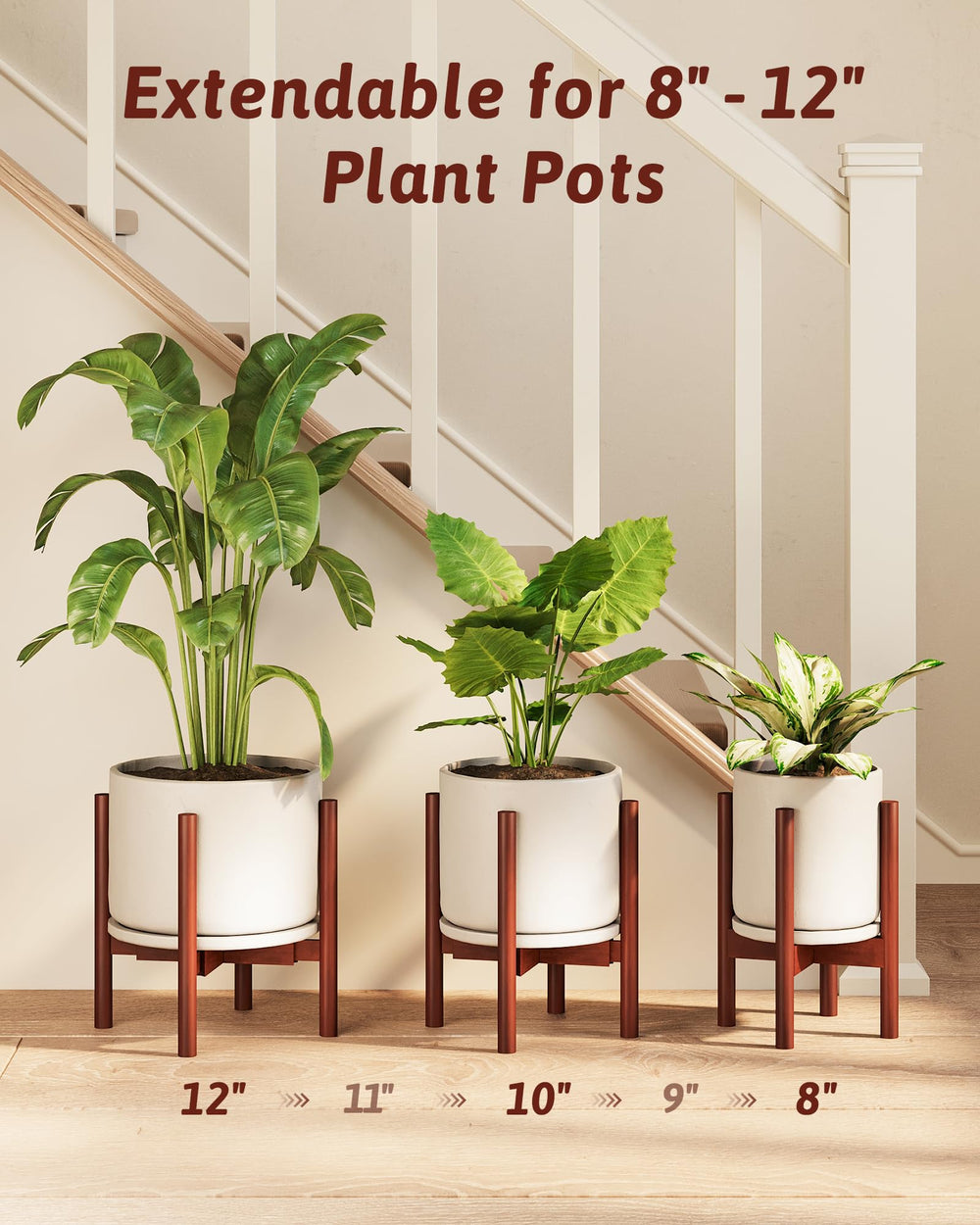 GENTINGBRO Adjustable Bamboo Plant Stand dimensions and features