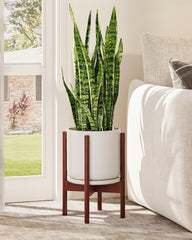 GENTINGBRO Adjustable Bamboo Plant Stand in reddish brown color