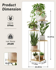 GENTINGBRO Corner Plant Stand 6 Tier White Oak side view