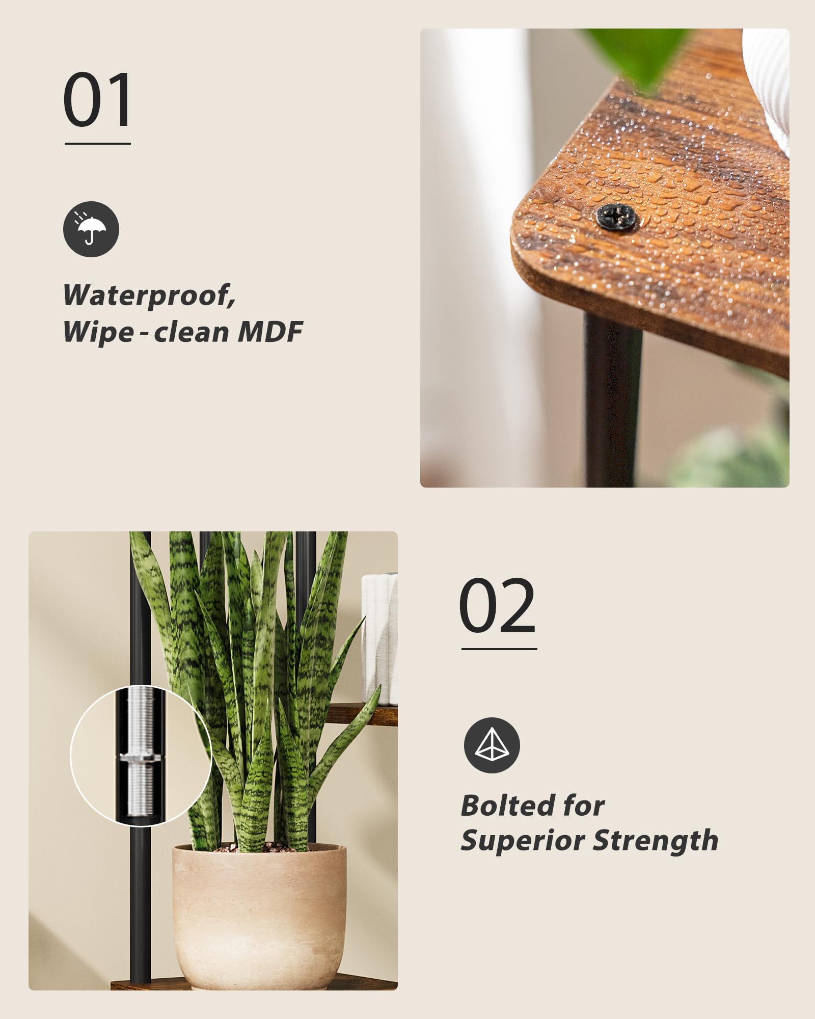 GENTINGBRO Corner Plant Stand in a living room setting