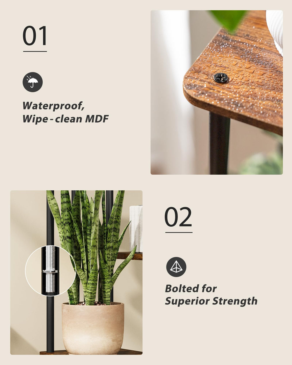 GENTINGBRO Corner Plant Stand in a living room setting