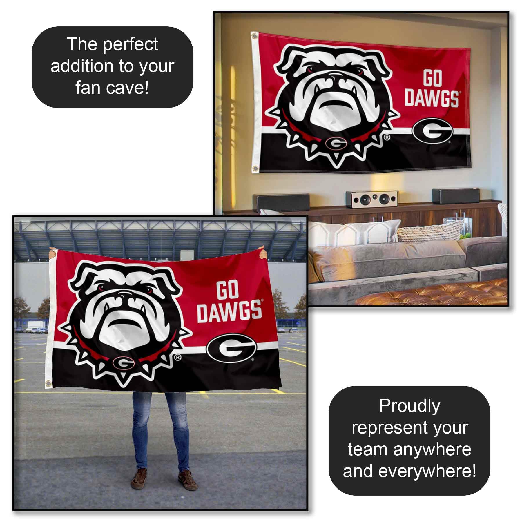 Georgia Bulldogs flag in a tailgate setup
