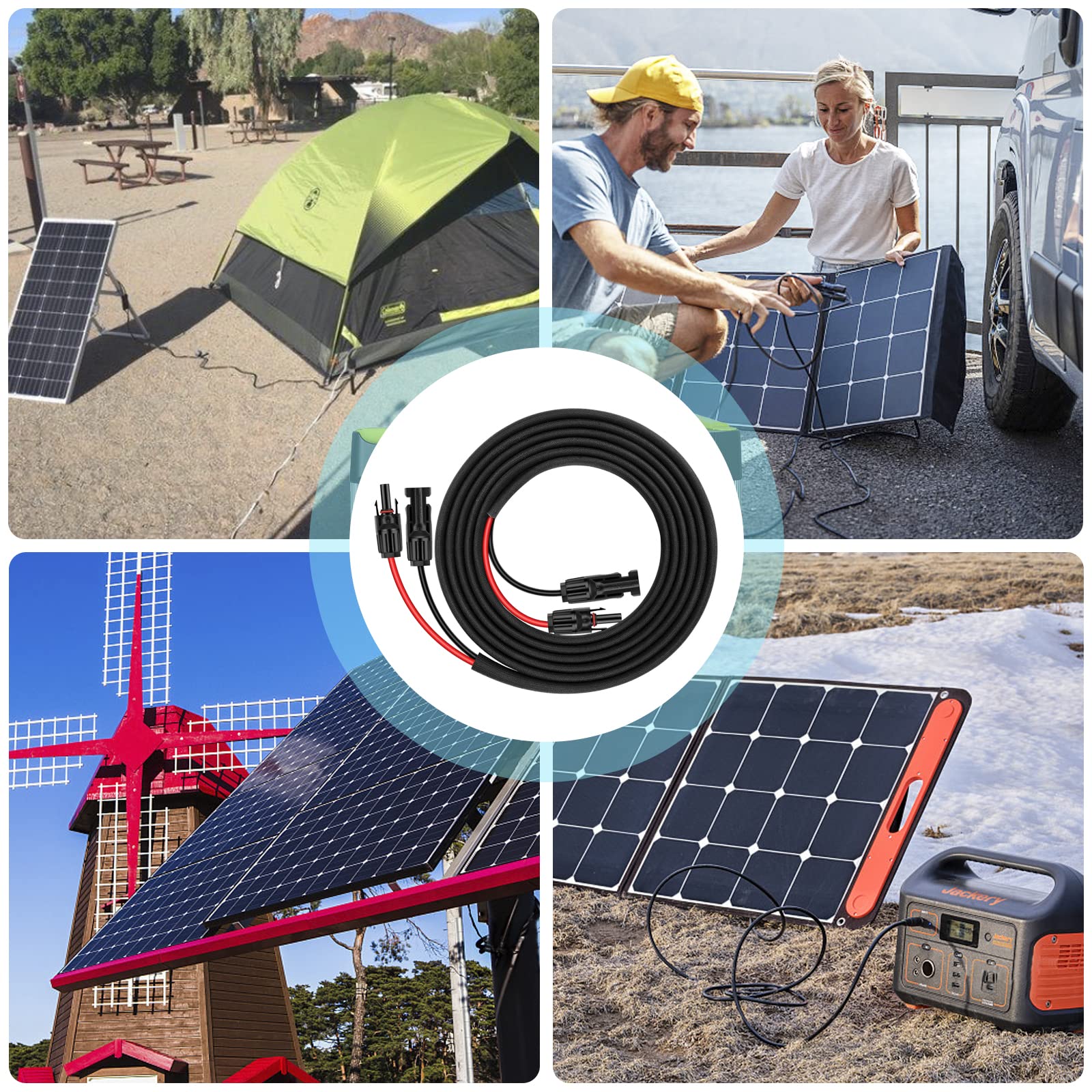 Geosiry Solar Cable demonstrating compatibility with solar panels