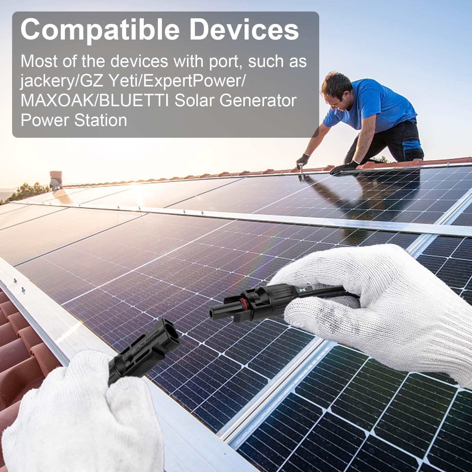 Geosiry solar panel extension cable with connectors