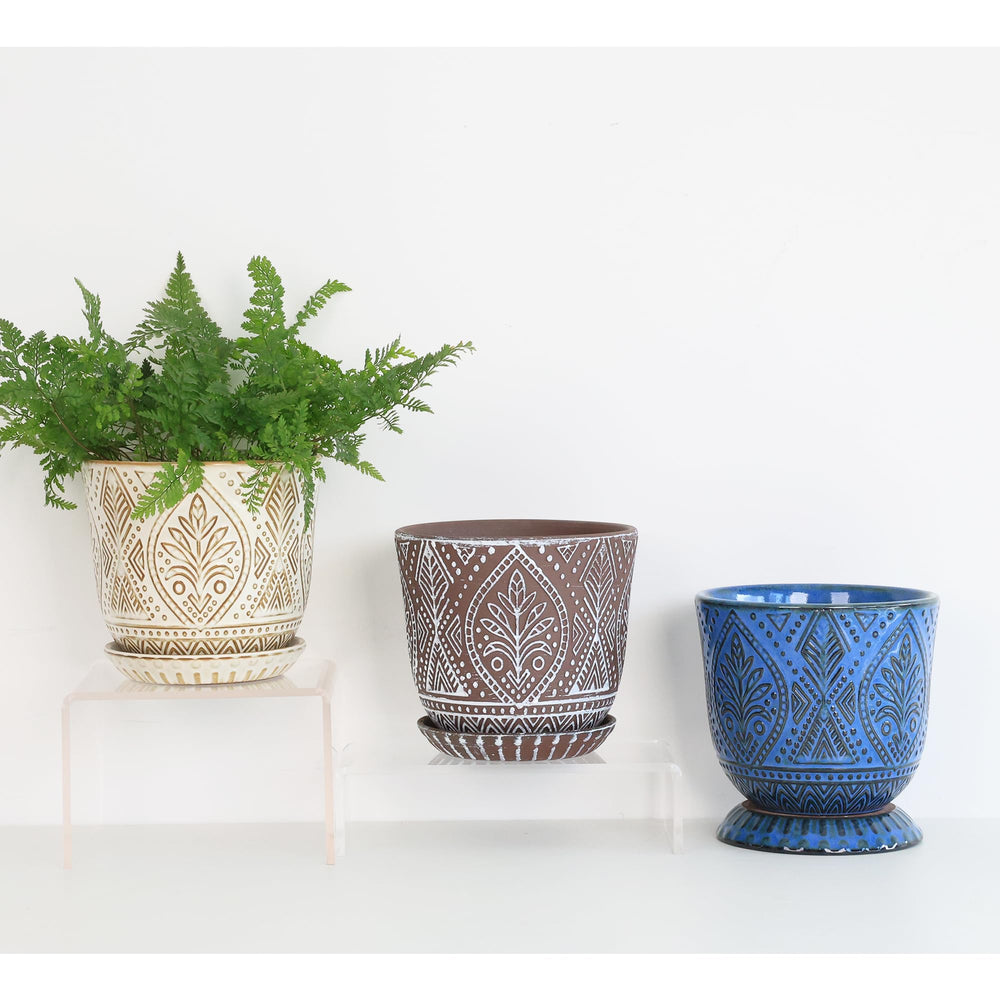 Gepege 6 inch ceramic pot with drainage hole and saucer