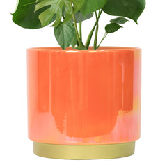 Gepege 9.6-inch peach ceramic planter front view